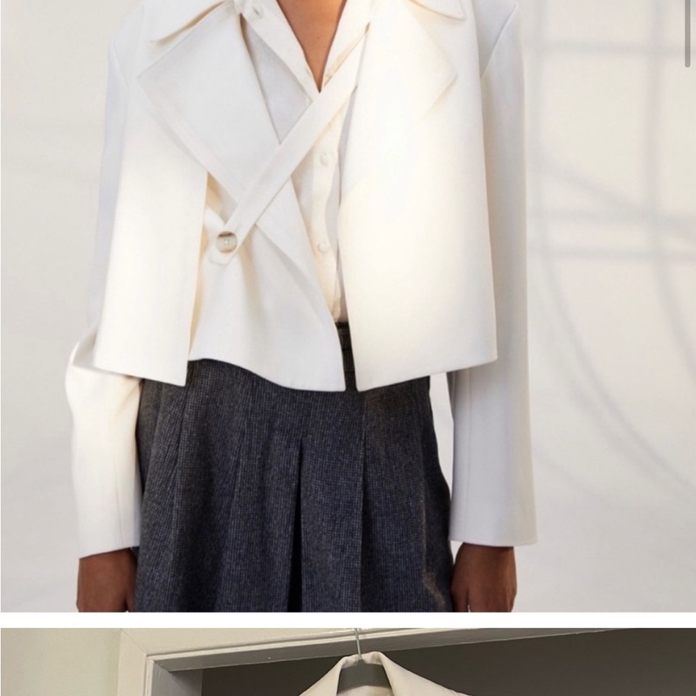 Babaton Cream Cropped Blazer with Asymmetrical Design